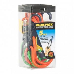 Bungee Straps Superstrong Adjustable Assorted 5PC