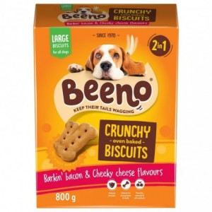 BEENO DOG BISCUITS DUO BACON &amp; CHEESE LARGE 800G