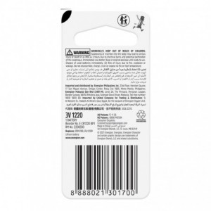 Energizer Battery Lithium Coin 3V 1220 1 PACK
