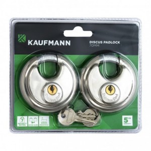 Kaufmann Padlock Discus 70MM S/STEEL (2PACK)