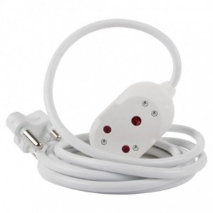 Nexus Extension Cord White Dbl 3M 1.5MM 16A