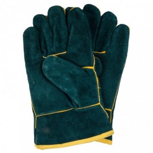STRIKE-ARC Leather Welding Glove Cuff GREY/GREEN 2