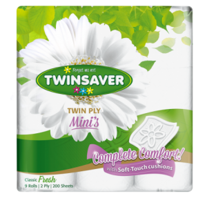 Twinsaver Toilet Paper 2PLY Virg MINI 10X9P 1371