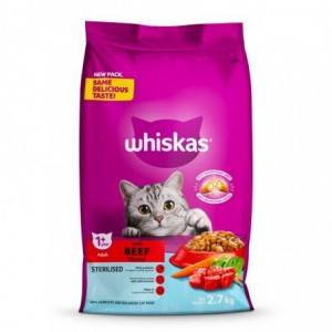 Whiskas Cat Food Dry Sterilised Adult Beef 2.7KG