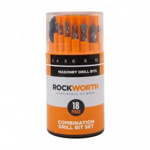 Rockworth Drill Bit 18 PC Set Metal Wood Masonry
