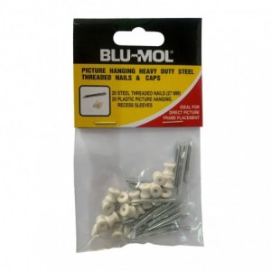 BLU-MOL HEAVY DUTY STEEL THREADED NAILS &amp;CAPS 27MM