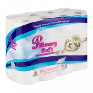Pillowy Soft Toilet Paper 1PLY Virgin 24 PACK