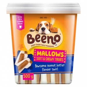 Beeno Dog Treat Mallows Peanut Butter Swirl 500G