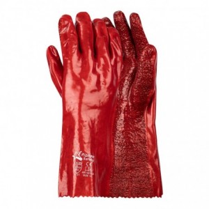 Pioneer Glove Red PVC 35CM Open Cuff Terry Palm