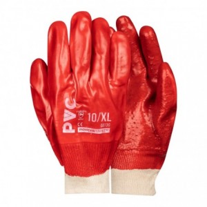 Pioneer Glove Red PVC Knit Wrist Terry Palm
