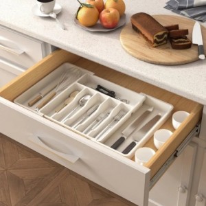 Extendable Cutlery Drawer Tray - Grey - Fine Livin
