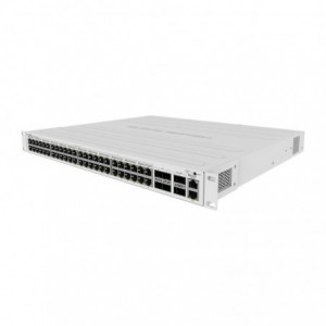 MikroTik Cloud Router Switch CRS354-48P-4S+2Q+RM- 48x GB RJ45 LAN (all PoE-out)- 4x 10G SFP+ cages- 2x 40G QSFP+ cages- RouterOS L5- 1U rackmount enclosure- 750W PSU