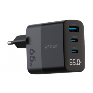 WATZ65G 65W Pd Wall Charger 1A 2C LCD Bk