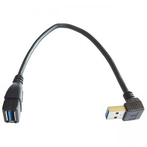 90 Degree USB 3 Male to USB 3 Female Cable