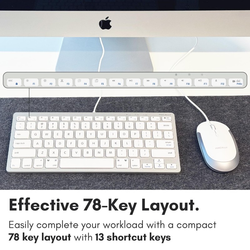 Macally USB-A Wired Keyboard and Mouse Combo for Mac and PC - Save