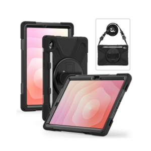 Tuff-Luv - Armour Jack Rugged Case with Shoulder Strap and Stand Compatible with Galaxy Tab S11  (SM-X730/ X736/ X736B) 11" - Black