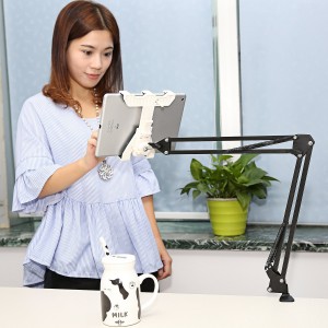 NEEWER Tablet Table Stand with Easy-lock Padded Holder - 360 degree Swivel - Sturdy Iron Arm for Diagonal 4.7-9.7 inches Screens