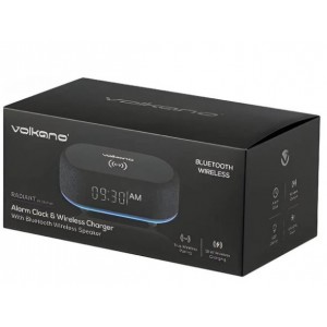 Volkano Radiant 2 Alarm Clock with Wireless Charging and Speaker - Black