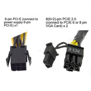 PCI Express Power Splitter Cable 6-pin to 2 x PCIe 8 (6+2) pin