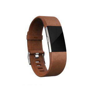 Fitbit Charge 2 Leather Band - Adjustable Replacement Strap - Brown, Large