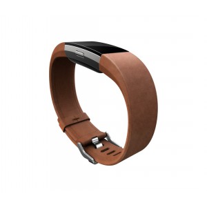 Fitbit Charge 2 Leather Band - Adjustable Replacement Strap - Brown, Large