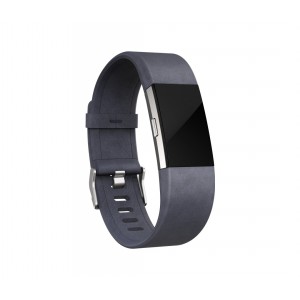 Fitbit Charge 2 Leather Band - Adjustable Replacement Strap - Indigo, Large