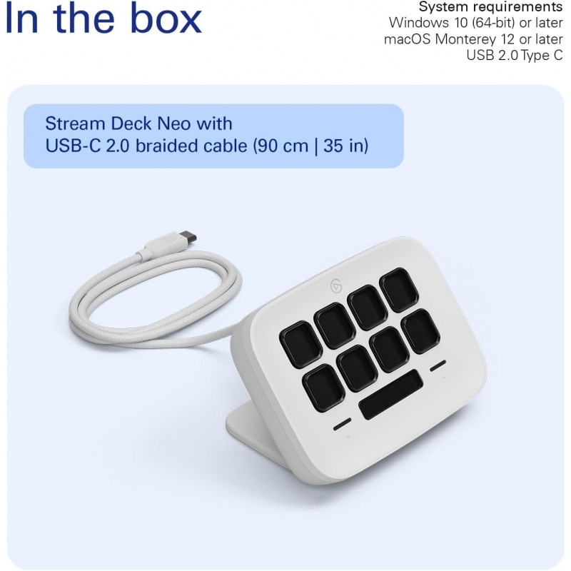 Elgato Stream Deck Neo – 8-Key Customizable Control Deck with