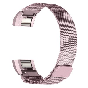 Fitbit Charge 2 Stainless Steel Band - Adjustable Replacement Strap with Magnetic Lock - Rose Pink