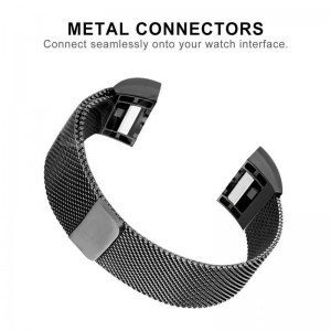 Fitbit Charge 2 Stainless Steel Band - Adjustable Replacement Strap - Milanese Black, Large