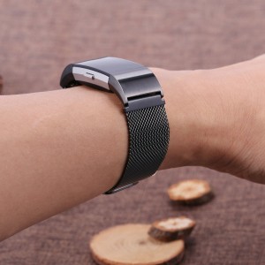 Fitbit Charge 2 Stainless Steel Band - Adjustable Replacement Strap with Magnetic Lock - Black