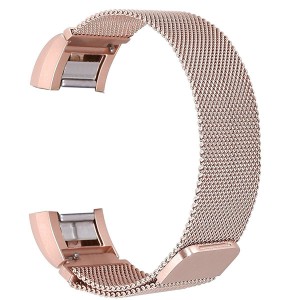 Fitbit Charge 2 Stainless Steel Band - Adjustable Replacement Strap with Magnetic Lock - Rose Gold