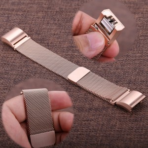 Fitbit Charge 2 Stainless Steel Band - Adjustable Replacement Strap with Magnetic Lock - Rose Gold