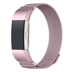 Fitbit Charge 2 Stainless Steel Band - Adjustable Replacement Strap with Magnetic Lock - Rose Pink