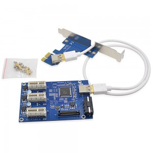 PCI-E Riser Card 1 to 3 PCI express 1X slots Riser Card Switch Multiplier HUB Riser Card + USB Cable