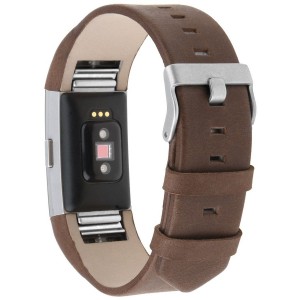 Fitbit Charge 2 Leather Band - Adjustable Replacement Strap - Dark Brown, Large