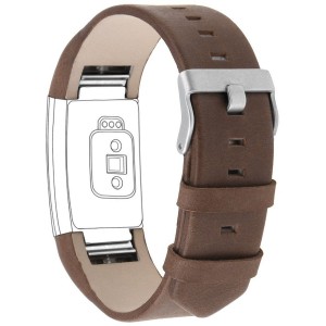 Fitbit Charge 2 Leather Band - Adjustable Replacement Strap - Dark Brown, Large