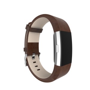 Fitbit Charge 2 Leather Band - Adjustable Replacement Strap - Dark Brown, Large