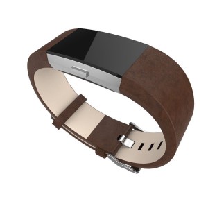Fitbit Charge 2 Leather Band - Adjustable Replacement Strap - Dark Brown, Large