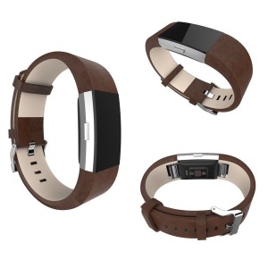Fitbit Charge 2 Leather Band - Adjustable Replacement Strap - Dark Brown, Large