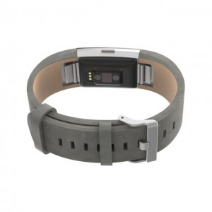 Fitbit Charge 2 Leather Band - Adjustable Replacement Strap - Grey, Large