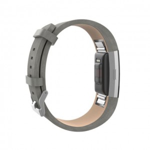 Fitbit Charge 2 Leather Band - Adjustable Replacement Strap - Grey, Large