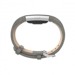Fitbit Charge 2 Leather Band - Adjustable Replacement Strap - Grey, Large