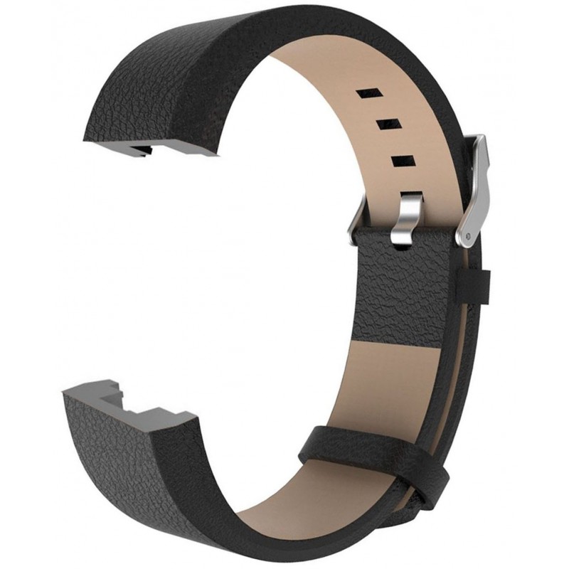 Fitbit Charge 2 Leather Band - Adjustable Replacement Strap - Black, Large