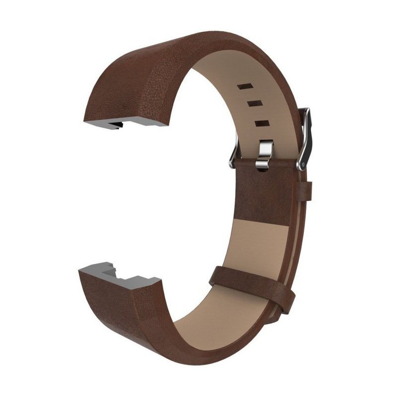 Fitbit Charge 2 Leather Band - Adjustable Replacement Strap - Dark Brown, Large