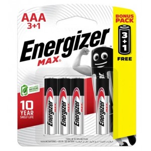 Energizer Battery Max Aaa 3 + 1 Free 4 PACK
