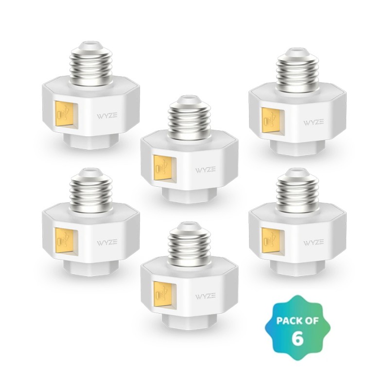 yo　2/6 Wyze Lamp Socket v2 - Smart Coverage- Corner to Corner - 6 Pack