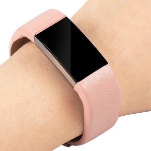 Fitbit Charge 2 Leather Band - Adjustable Replacement Strap - Light Pink, Large