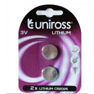Uniross Battery Lithium Coin 3V CR2025 2 PACK