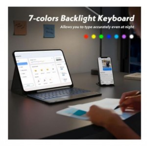 Tuff-Luv - Backlit TouchPad Wireless Keyboard with Slim Stand Cover Case - Compatible with Galaxy Tab A11 (SM-X133/X135) - Black