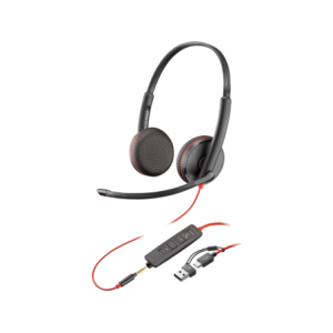 Poly Blackwire 3225 Stereo USB-C Headset +3.5mm Plug +USB-C/A Adapter